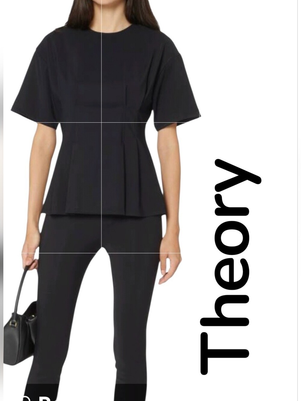 Theory Black Pleated Blouse Sz L